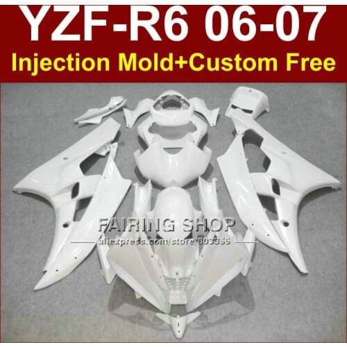 All pure white Motorcycle fairing kits for YAMAHA YZFR6 2006 2007 fairings set YZF1000 YZF R6 06 07 ABS bodyworks SWRG