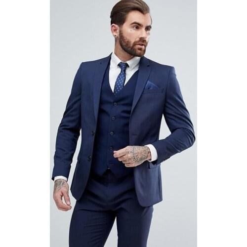 Handsome Groomsmen Wool blend Groom Tuxedos Mens Wedding Dress Man Jacket Blazer Prom Dinner (Jacket+Pants+Tie+Vest) A88