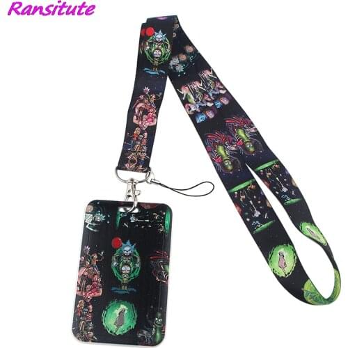 Ransitute R1647 Cartoon Creative Lanyard Card Holder Student Hanging Neck Mobile Phone Lanyard Badge Subway Access Card Holder