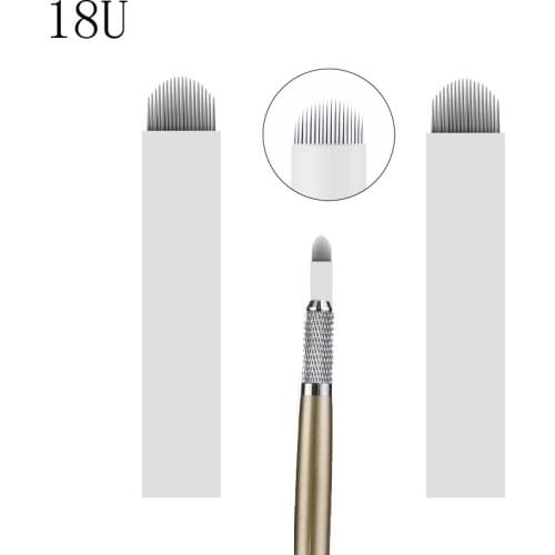 Microblading Eyebrow Tattoo Needles Permanent Makeup Manual Blades 18 U Shading Makeup Manual Eyebrow Tattoo Needles