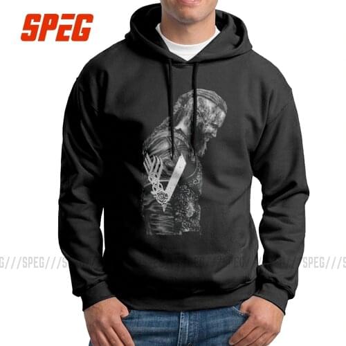 Mens Hooded Sweatshirt King Ragnar Lothbrok Vikings Valhalla Cotton Wholesale Funny Hoodies Hoodie Shirt