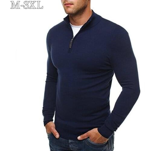 Mens Sweaters 2019 New Casual Cotton Turtleneck Knitted Sweater Men Slim Fit Long Sleeve Solid Knitwear Pullover Men Size M-3XL
