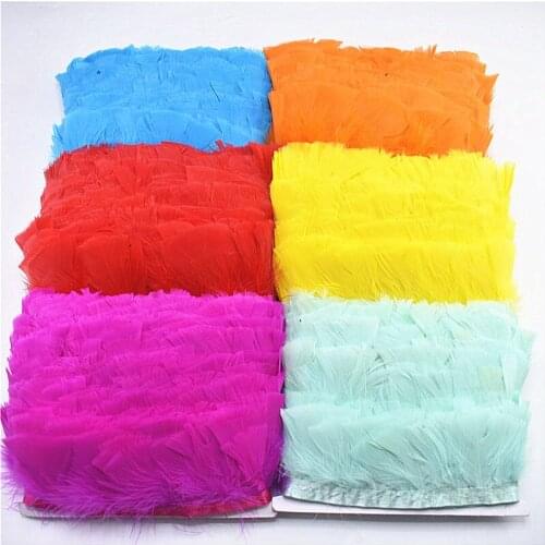 Natural dyed pheasant feather ribbon trim 5yards 8-10cm DIY Turkey feathers for crafts decor feathers for jewelry making plumas