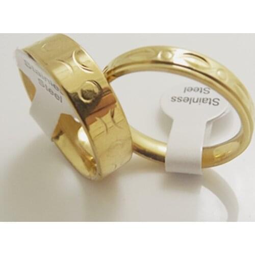 Wholesale 36 pcs Gold Multi-style mix cutting 4mm 8mm Comfort Stainless Steel Couple RING-Fashion Jewelry