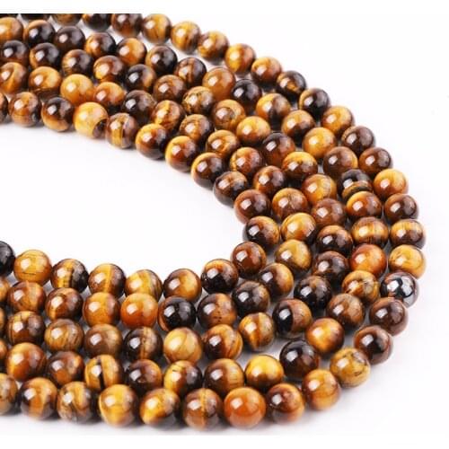 Wholesale High Quality Natural Stone AB+ Grade Brown Tiger Eye Loose Round Beads For Jewelry Making