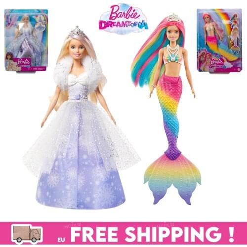 Original Princess Barbie Dreamtopia Fashion Snow Reveal Doll, Blonde with Pink Hairstreak, Toys For Girls Gift for Kids GKH26