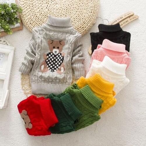 2020 Autumn Winter Infant Baby Boys Girl Children Kids Knitted High collar Pullovers Turtleneck Warm Thick Sweaters 2-8 Year