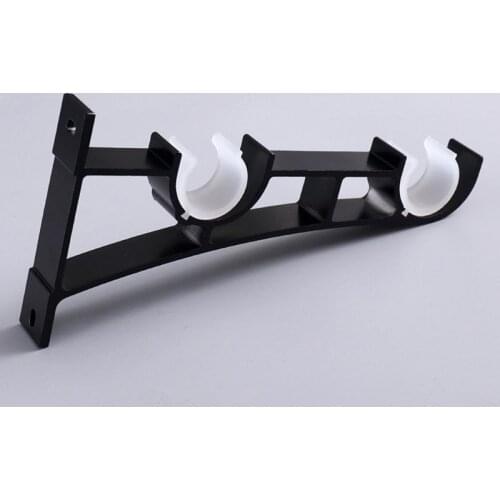 P15F 2pcs/set Double Curtain Rod Brackets Installation Hook Hanger Supporter Ceiling Mounted Window Hardware Holders Home Decor