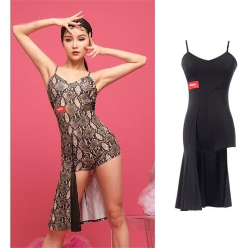 Sling Dresses Sexy Latin Dance Dress Practice Suspender Mesh Dress for Women Female Ballroom Tango Cha Cha Rumba Costumes XS2008
