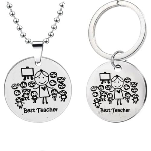 Teachers Day Gift Stainless Steel Pendant Necklace For Women Men Teachers Students Best Teacher Gift Presents