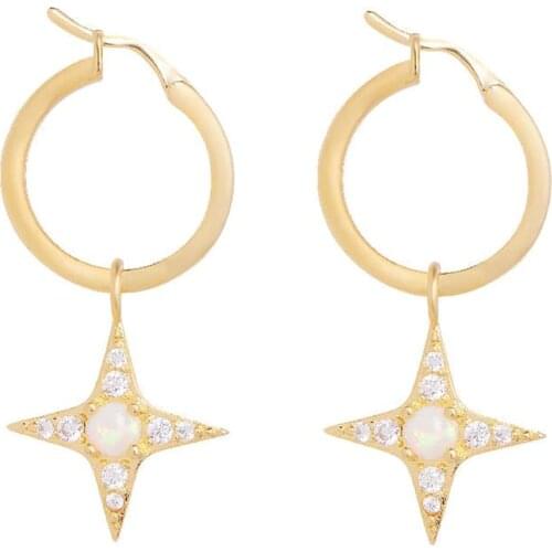 High quality white fire opal blue turquoises stone sparking bling north star starlight drop earring for girl