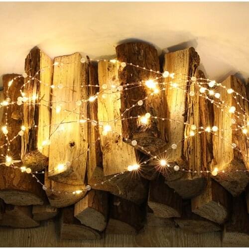 2021 Bead Silver Gold Wire Fairy String Lights Garland Wedding Decor Christmas Decoration for Home Room Navidad New Year Gifts