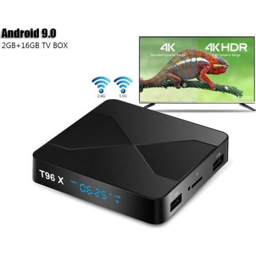 T96X Android 9.0 TV BOX Amlogic S905W Chip 2GB 16GB Smart TV BOX Quad-Core 64-bits Android 9.0 TV BOX 4k H.265 Set Top Box