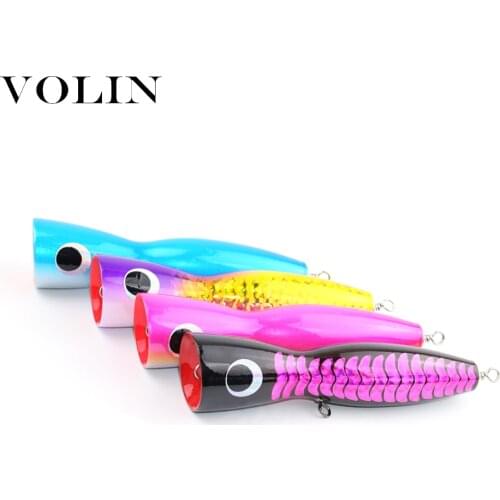 VOLIN NEW 1pc 175mm 120g Hard Fishing Bait Wooden Lure Saltwater Fishing Bait Woodend Lure Deep Sea Popper Lure Artificial Bait