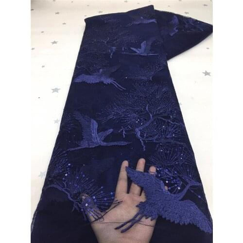 High-quality beautiful crane embroidery, French tulle lace, African lace fabric, suitable for ladies' skirt design fabrics