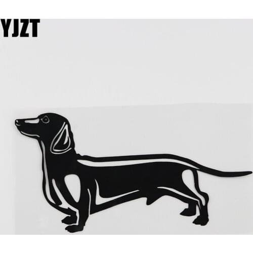 YJZT 18.5CMX9.4CM Cute Dachshund Dog Pet Animals Vinyl Car Sticker Black/Silver 8A-0028