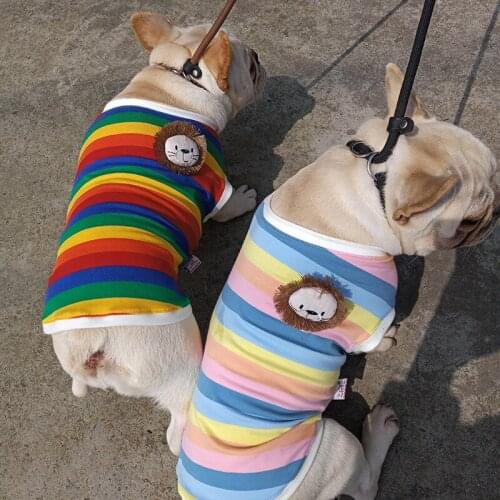 French Bulldog Vest Summer Cat Puppy Dog Clothes Pomeranian Poodle Bichon Schnauzer Corgi Pug Dog Clothing Striped Shirt Outfit