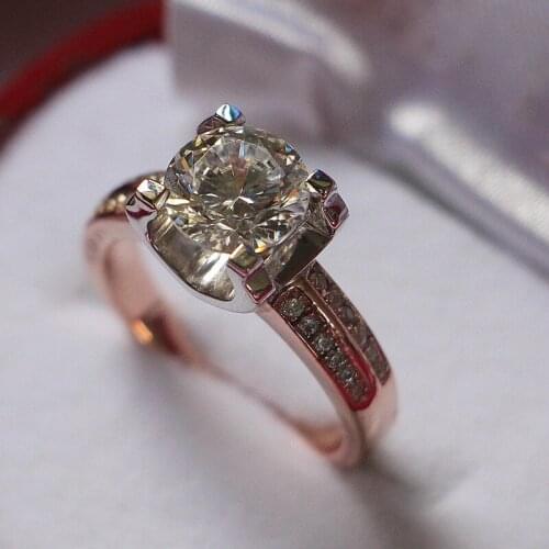 1 Carat Diamond Ring 925 Sterling Silver Proposal Ring The 4 prongs are White Gold Pated,the Setting is Rose Gold Plated