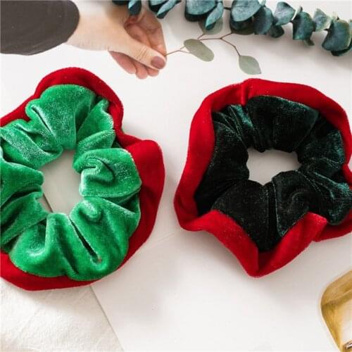 1Pcs Vintage Scrunchie Velvet Xmas Scrunchies Elastic Hair Bands Fashion Headband Ponytail Ties Rope Hair Accessories