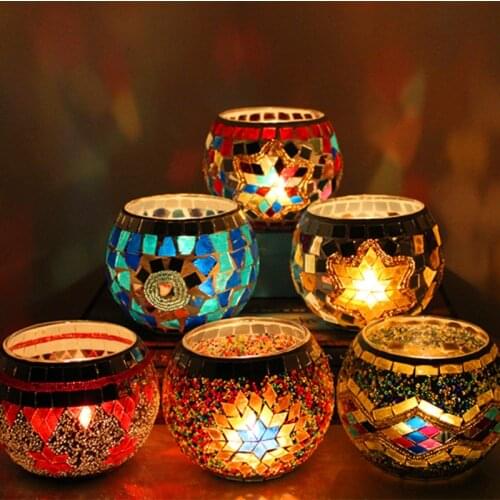 1 X Handmade Mosaic Candle Holder Romantic Candlelight Dinner Wedding Party Candle Lamp Home Decoration