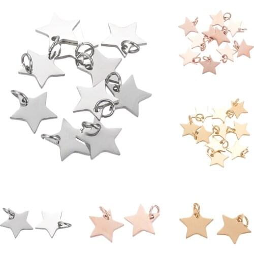 10pcs 304 Stainless Steel Star Charms for DIY Handmade Jewelry Making Earrings Necklace Accessories 11x12x1.1mm, Hole: 4mm