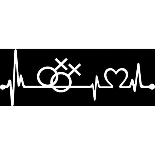 17.2CM*6.3CM Cool Gay Lesbian Heartbeat Vinyl Black/Silver Creative Car Sticker C22-1292