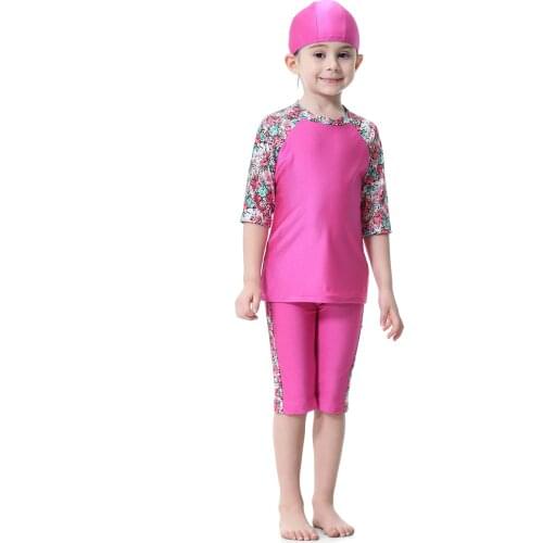 3 PCS Islami Mayo Half Sleeve Swim Wear Muslim Hicap Burkini for Girls Islamic Swimsuit O Neck Swimwear for Kids Bathing Suit