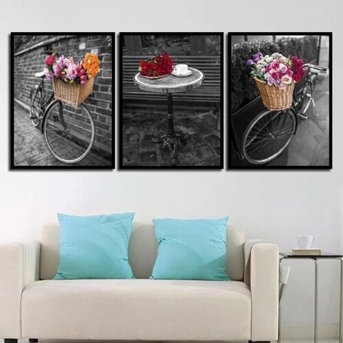 3 Pcs Cycling Flowers 5D Diy Full Drill Diamond Painting Retro Landscape Cross Stitch Art Needlework Wedding DecorationZP-3923