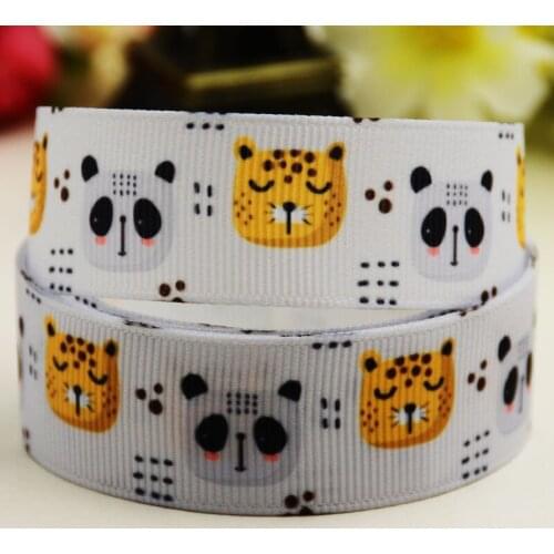 7/8'' 22mm,1" 25mm,1-1/2" 38mm,3" 75mm Panda leopard Cartoon printed Grosgrain Ribbon party decoration 10 Yards X-02798