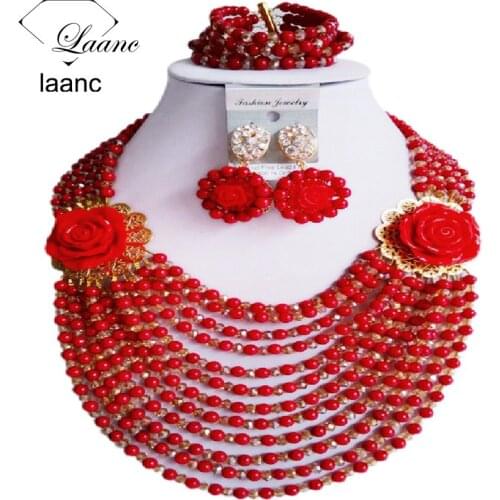 African red coral jewelry set costume necklace nigerian traditional wedding jewelry sets