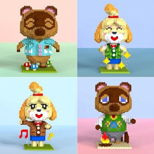 Animal Anime Blocks Cartoon Bear Auction Figure Building Bricks for Children Toy Kids Education Doll Brinquedos Cute Girls Gifts