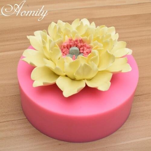 Aomily Peony Flower Fondant Cake Molds Cake Decorating Tools Sugar Craft Chocolate Moulds Baking Tools for Cake DIY Soap Mold