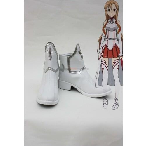 SAO Asuna White Boots Cosplay Sword Art Online Anime Yuuki Asuna Cosplay Boots White Shoes Custom Made
