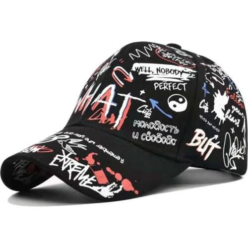 2021 New Fashion Unisex Women Men Hats Adjustable Black White Color Printing Letter Graffiti All-matching Travel Baseball Caps
