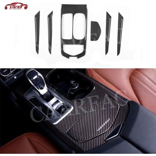 Dry Carbon Fiber Center Console Gear Shift Panel Box Car Door Trim Strips Stickers for Maserati Ghibli 2014-2019