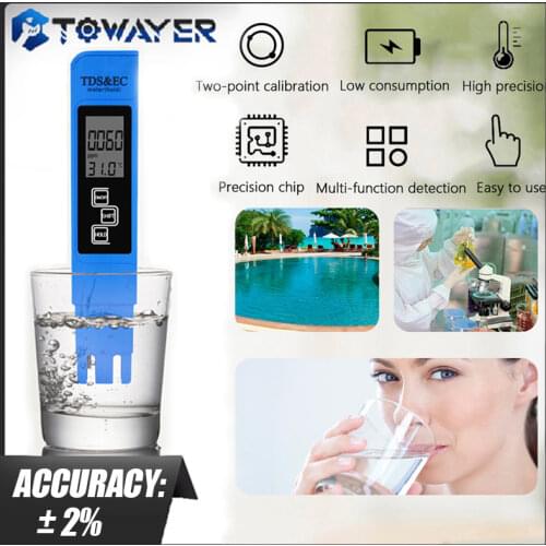 Digital Ph Meter Water Quality Tester TDS EC Meter Range 0-9990 Multifunctional Water Purity Temperature Meter TEMP PPM Tester