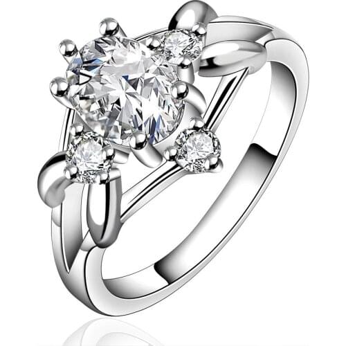 Zircon Ring Silver plated color Rings For Women Jewelry jewellery Anel feminino Anillos mujer Aneis Bague femme Anelli love GIFT