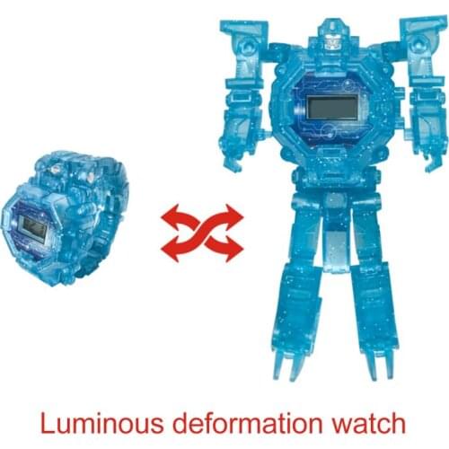 Kids Watch Toy robot LED Colorful Lights Up Luminous Innovative Cartoon Watch Children Wrist mecha Deformation Robot Kid Gifts