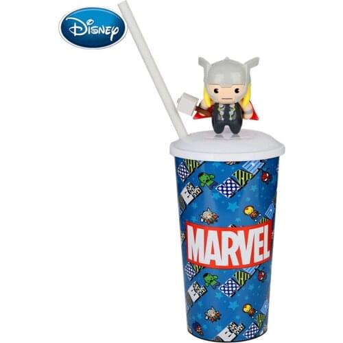 Disney Avengers sippy cup multi-function doll cup iron man luminous cup refrigerator stickers Coke cup