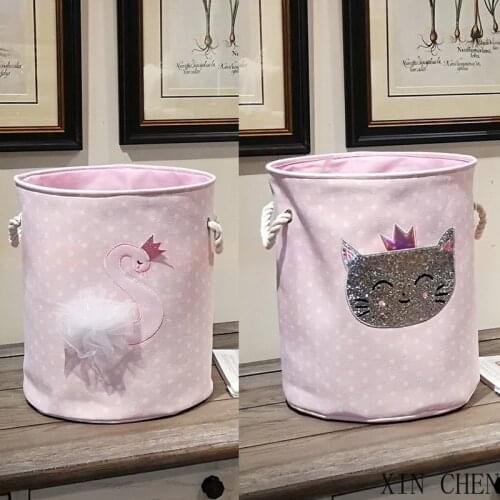35*40 Home Organizer Dirty Laundry Basket Sundries Storage Barrels High Capacity Pink Swan Cat dinosaur Foldable Toy Storage Box