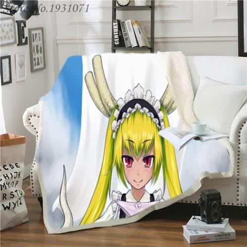 Anime Miss Kobayashis Dragon Maid 3D Printed Fleece Blanket for Beds Thick Quilt Bedspread Sherpa Throw Blanket Adults Kids 03