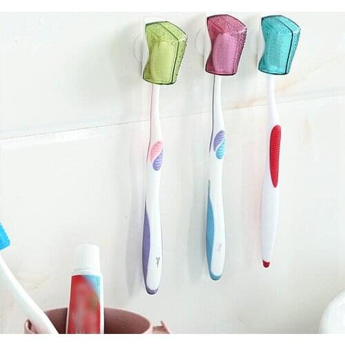 HOOMIN 3 Pcs/Set Toothbrush Holder Wall Mount Rack Toothbrush Cover Storage Suction Cup Bathroom Product