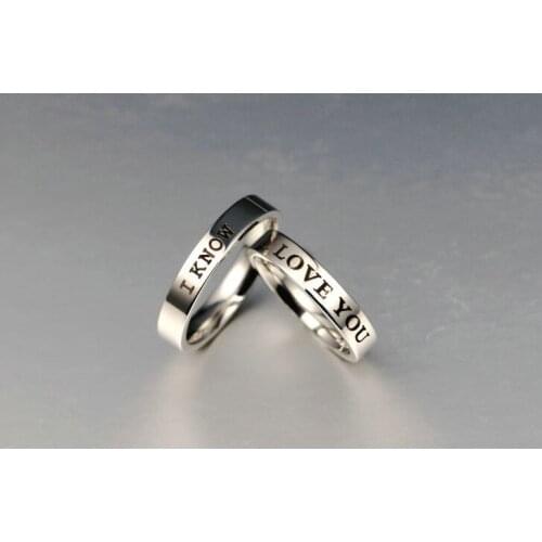 Lovers Ring Titanium Steel Engraving Letter "I Love You I Know" Ring Love Commitment Ring Mens and Womens Fashion Jewelry
