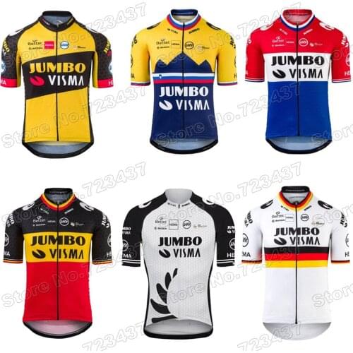 2021 Jumbo Visma Cycling Jersey Men World Champion Cycling Clothing Short Sleeve Race Road Bike Shirt Bicycle Tops MTB Sportwear