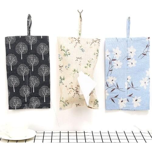 Linen tissue box hanging storage bag napkin box creative paper bag for home decorations family car