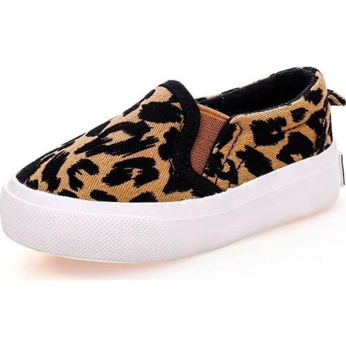 Girls Boys Leopard Fashion Sneakers Slip On Loafer Baby Shoes Kids Boys Casual Low Top Flat Canvas Shoes Children Trainers Shoes