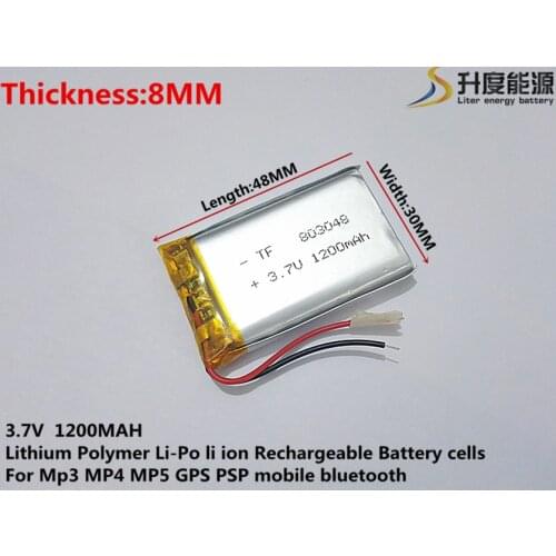 Li-po Liter energy battery 3.7V lithium polymer battery 803048 1200MAH GPS navigator game sound card