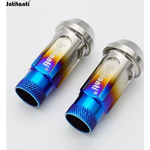 M12*1.5*48 Knurled burnt blue Gr5 titanium car wheel anti-theft nut with open end