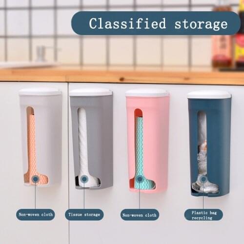 Trash Bag Storage Box Home Kitchen Bathroom Wall Hanging Plastic Storing Rack With Cover Storage Boxes Convenient Clean