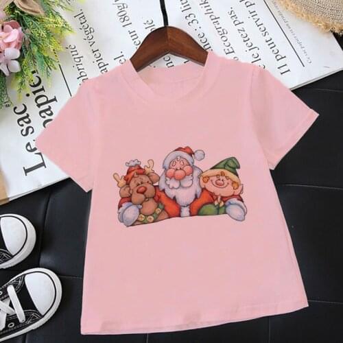Fashion T Shirt Girl Tops Boy Kids Clothes Kawaii Christmas Family Cartoon Aesthetics Tshirts Children Clothing T-Shirt For Boys